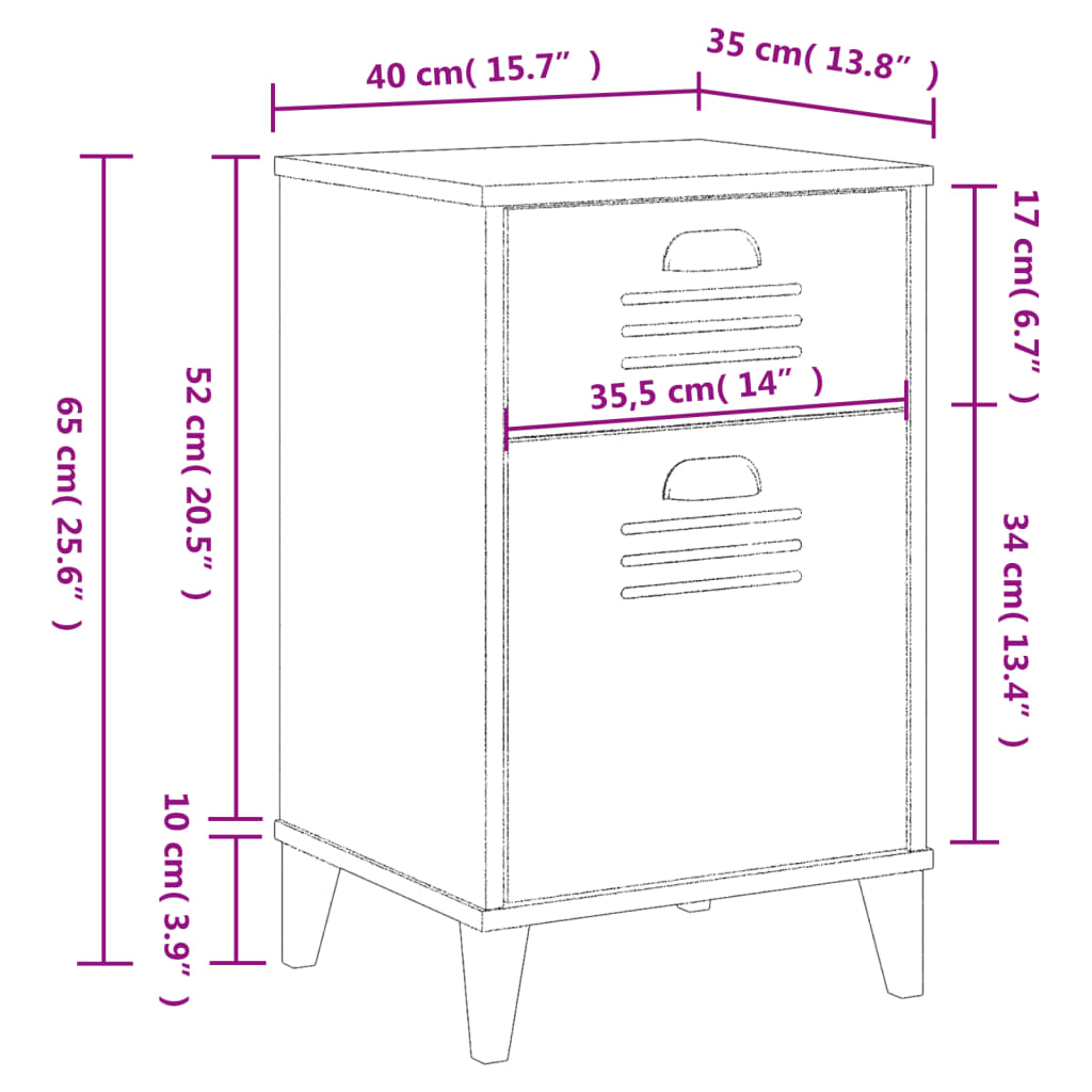 vidaXL Mesa de cabeceira VIKEN derivados de madeira branco