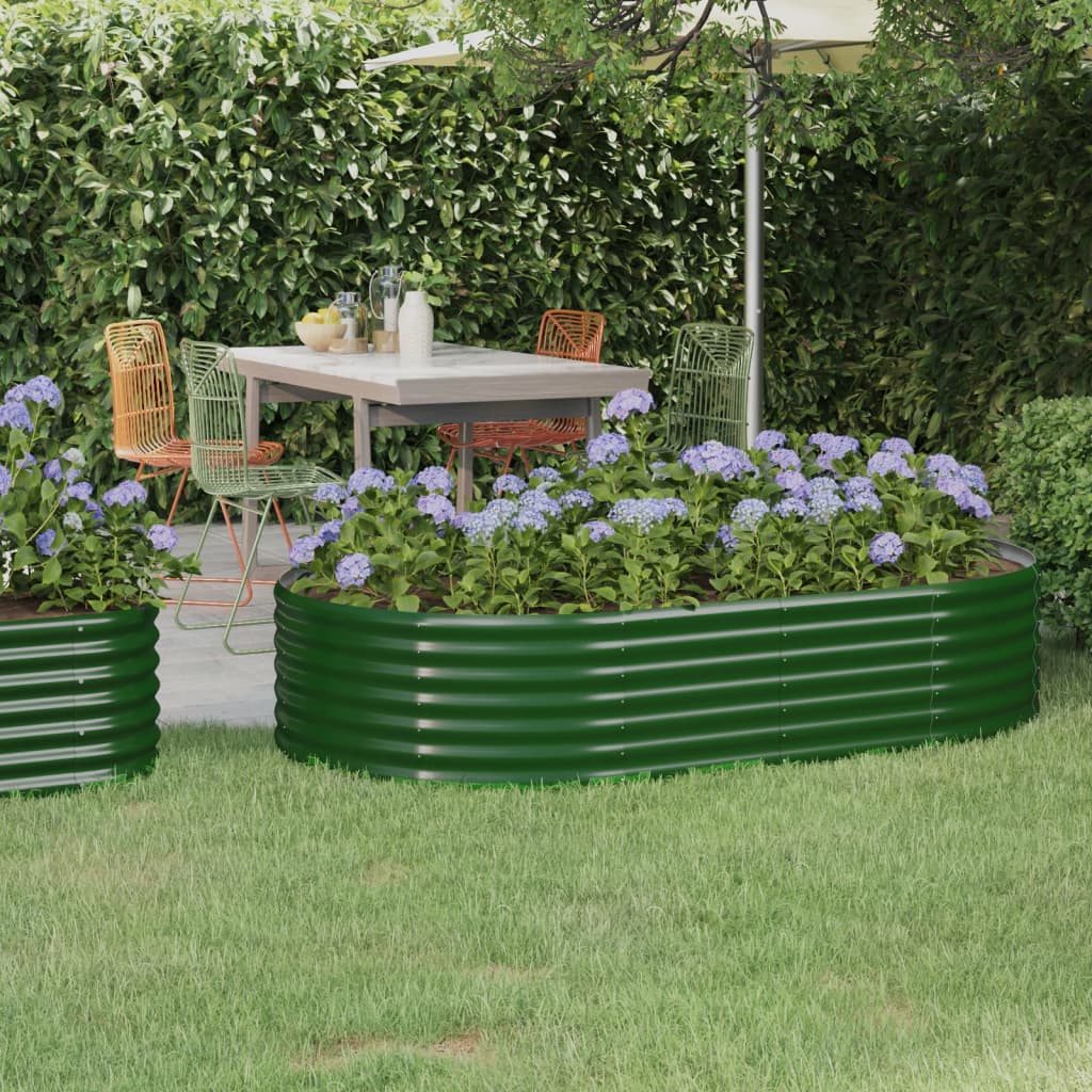 vidaXL Canteiro elevado jardim 175x100x36 cm aço revestido a pó verde