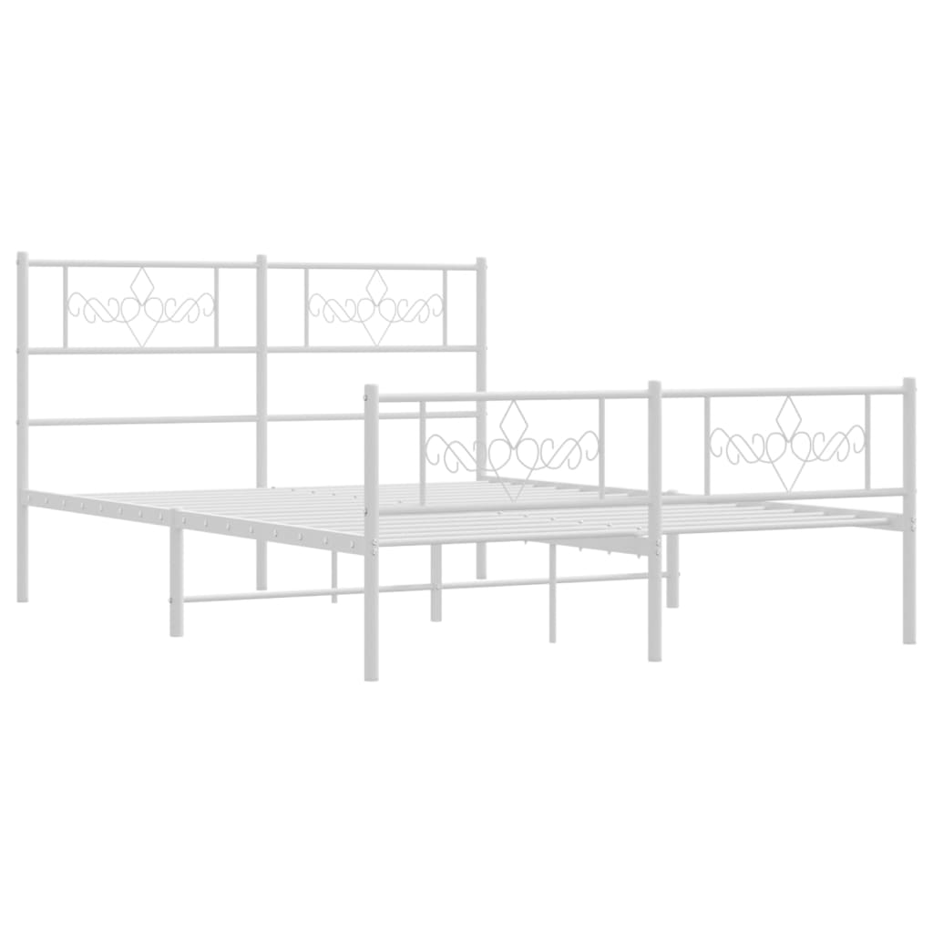 vidaXL Estrutura de cama com cabeceira e pés 150x200 cm metal branco