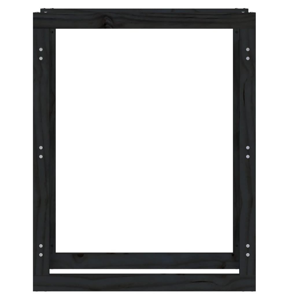 vidaXL Suporte para lenha 80x25x100 cm pinho maciço preto