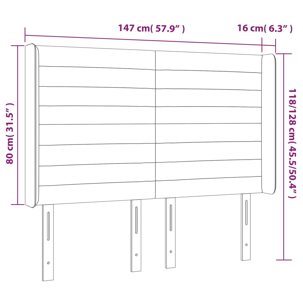 vidaXL Cabeceira de cama c/ luzes LED tecido 147x16x118/128 cm verde