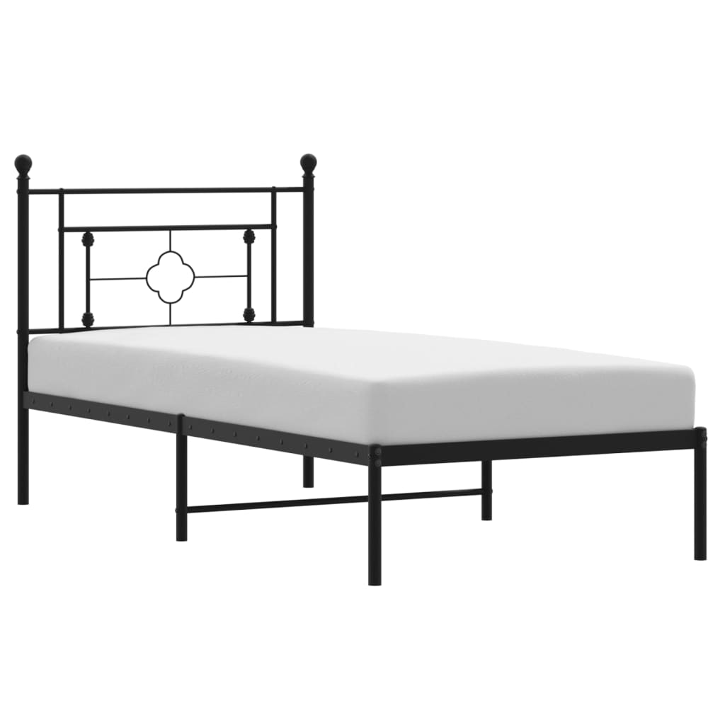 vidaXL Estrutura de cama com cabeceira 90x200 cm metal preto