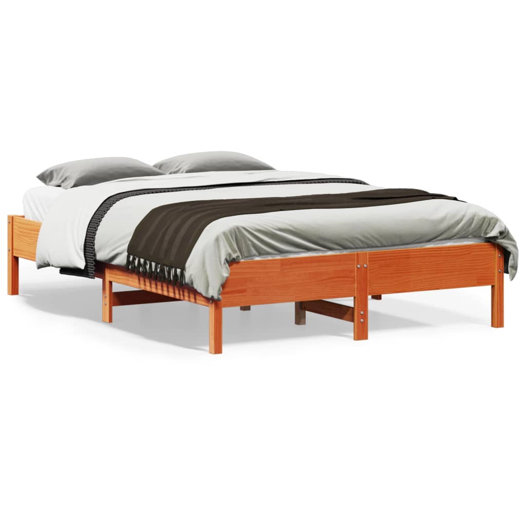 VidaXL Cama sem colchão 140x190 cm pinho maciço castanho-mel