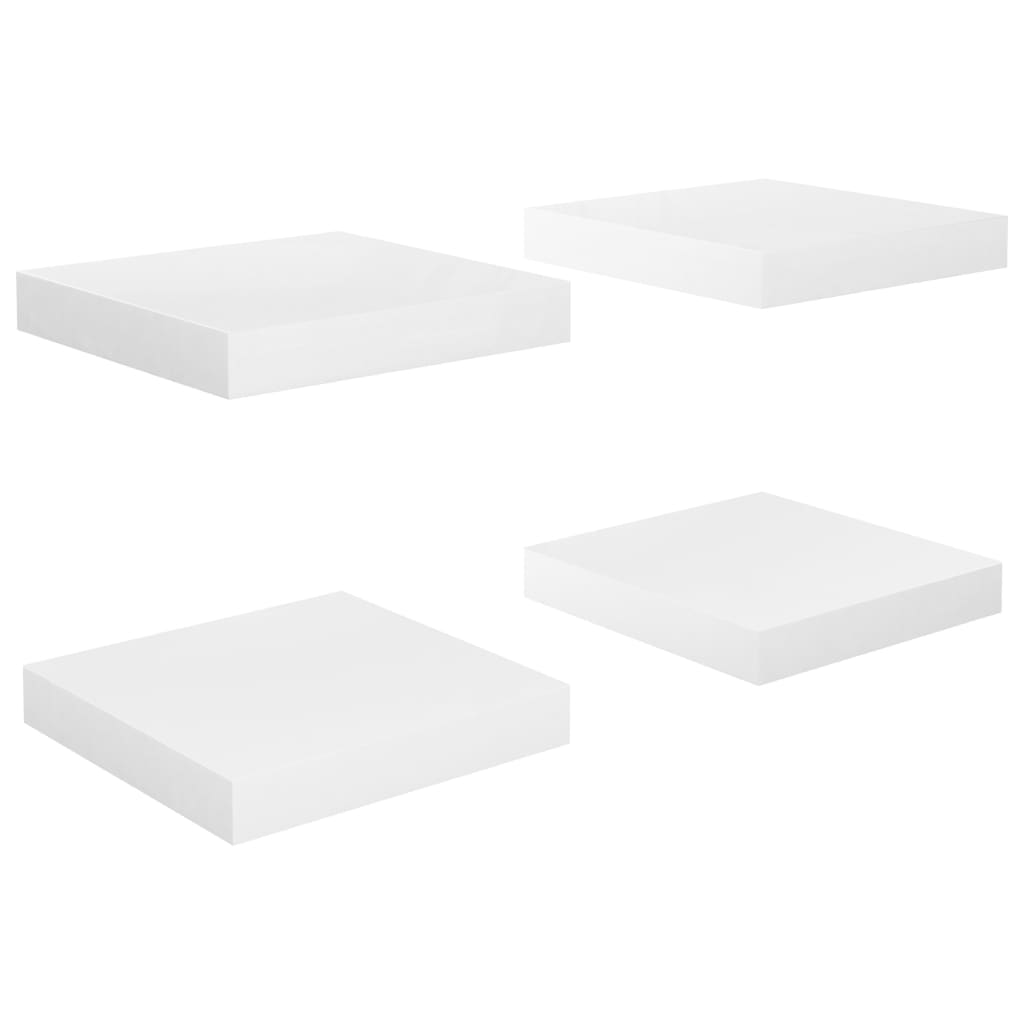 vidaXL Prateleiras de parede suspensas 4 pcs 23x23,5x3,8cm MDF branco