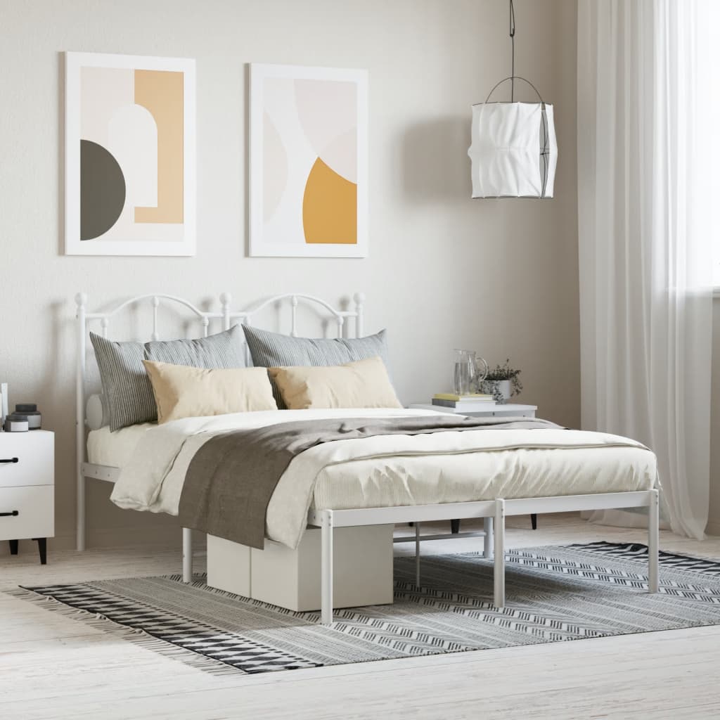 vidaXL Estrutura de cama com cabeceira 120x190 cm metal branco