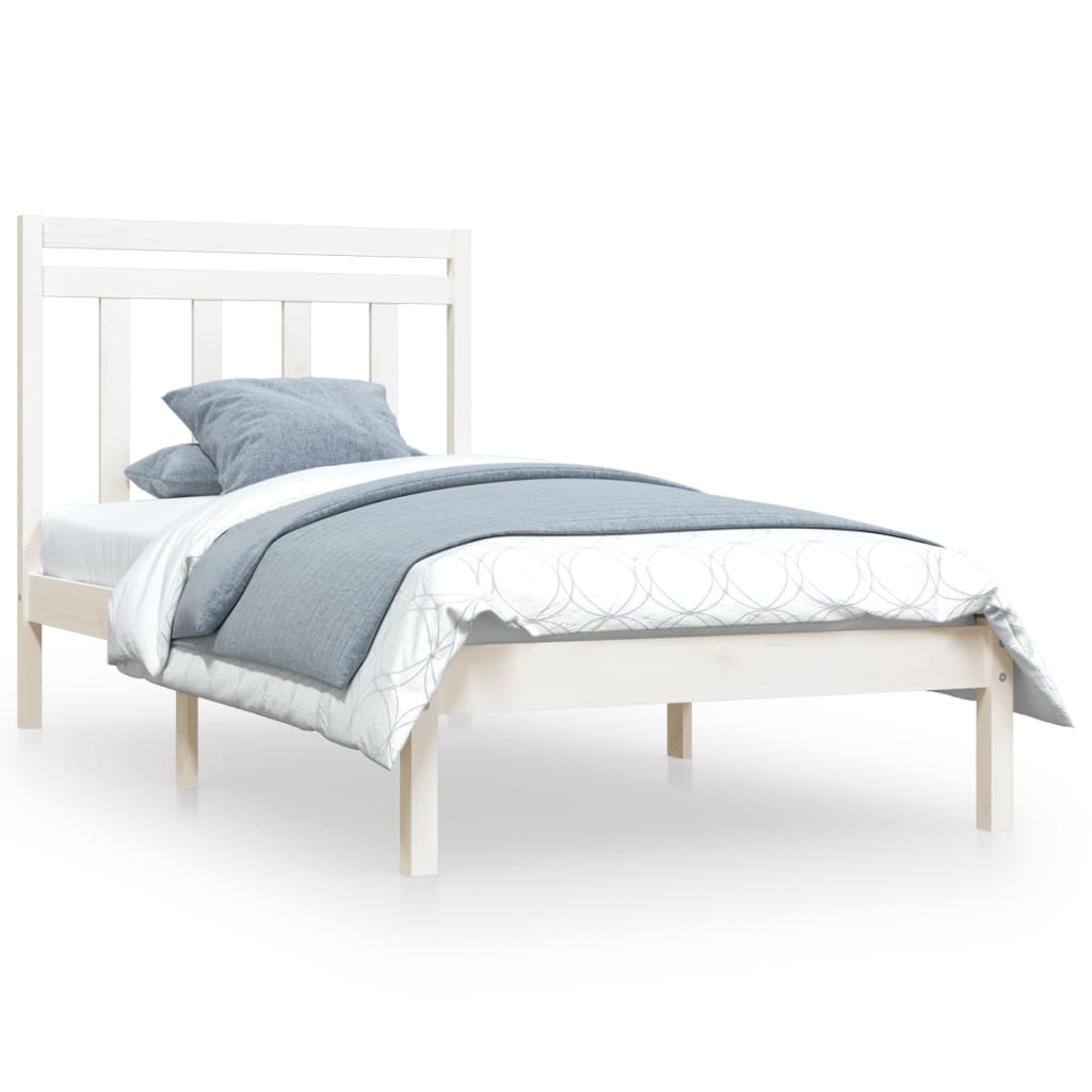 vidaXL Estrutura cama de solteiro 90x190 cm madeira maciça branco