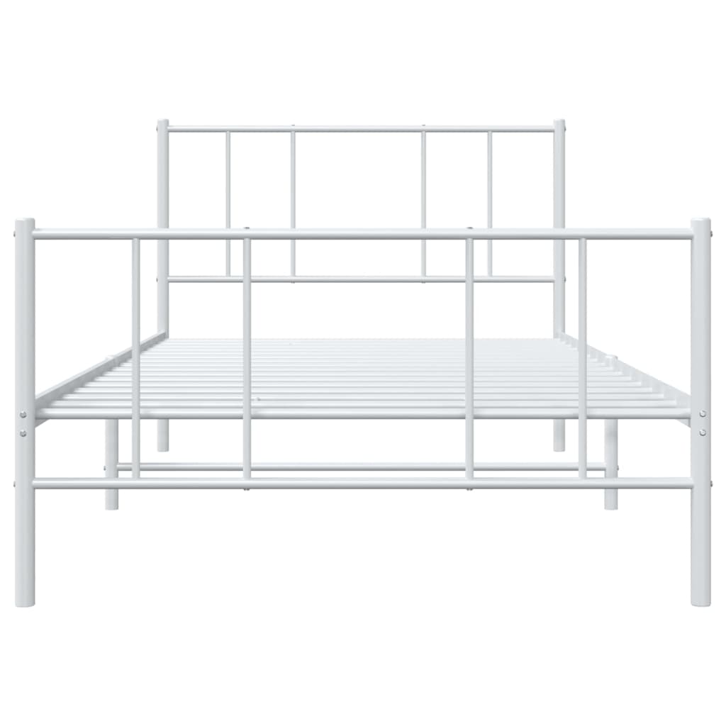 vidaXL Estrutura de cama com cabeceira e pés 100x200 cm metal branco