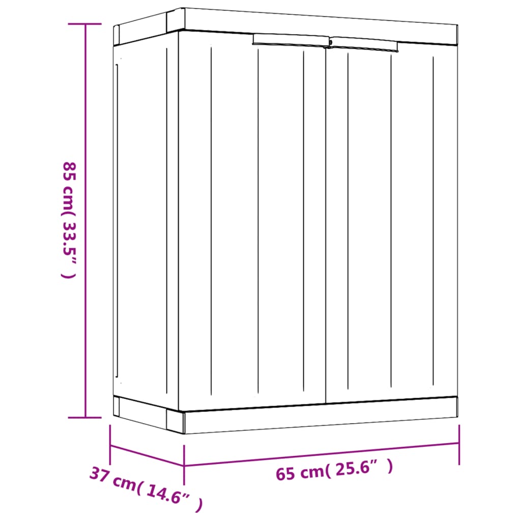 vidaXL Móvel de arrumação para exterior 65x37x85 PP cinzento e preto