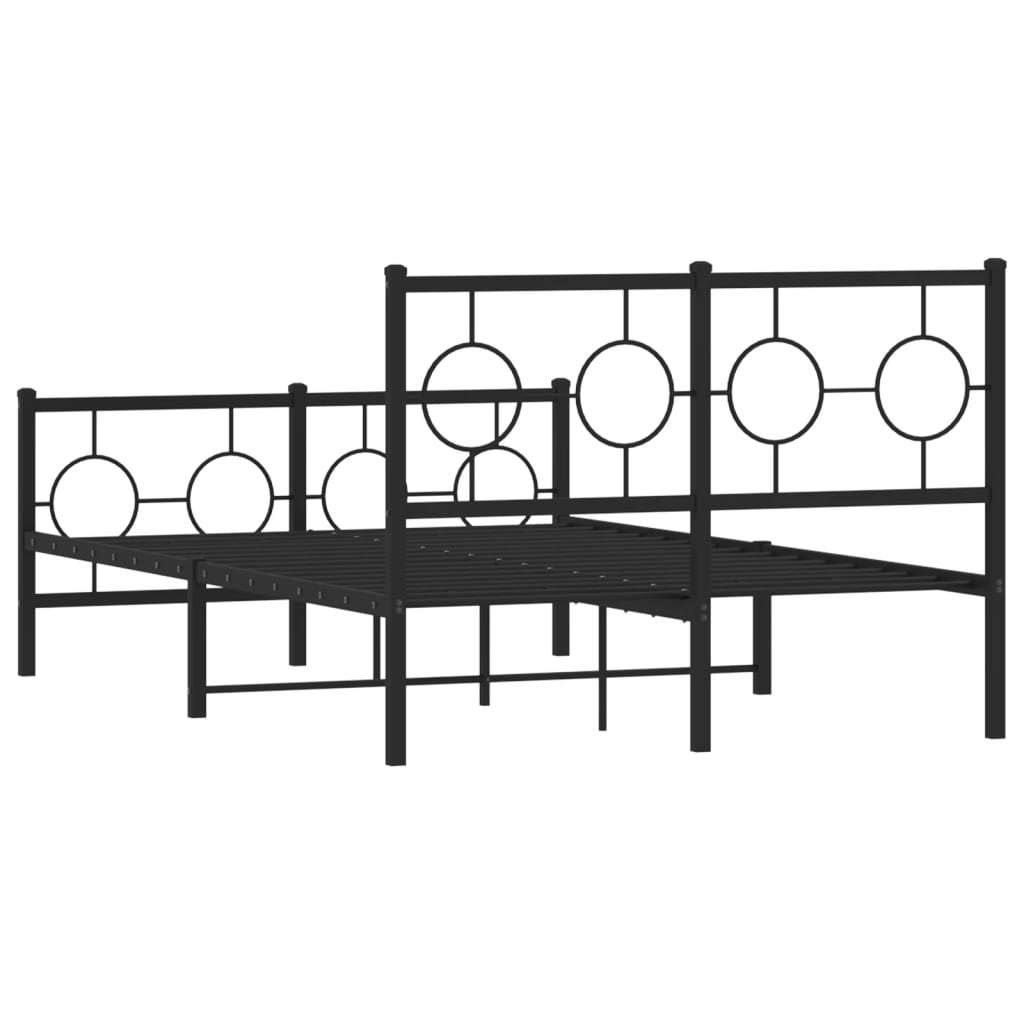 vidaXL Estrutura de cama com cabeceira e pés 120x190 cm metal preto