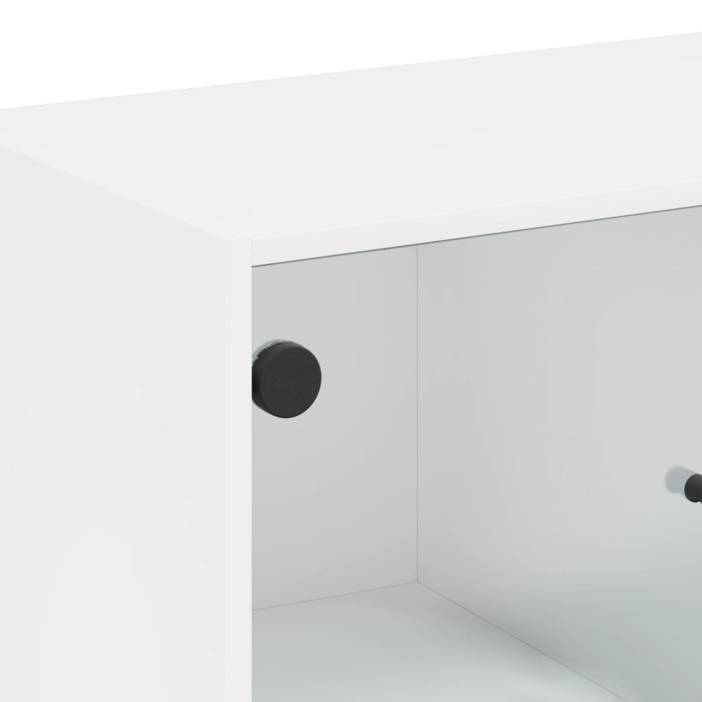 vidaXL Armário de apoio c/ portas de vidro 68x37x75,5 cm branco