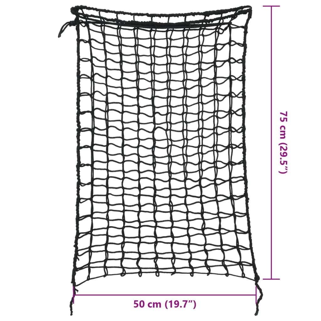 VidaXL Redes para feno 2 pcs retangular 75x50 cm PP preto