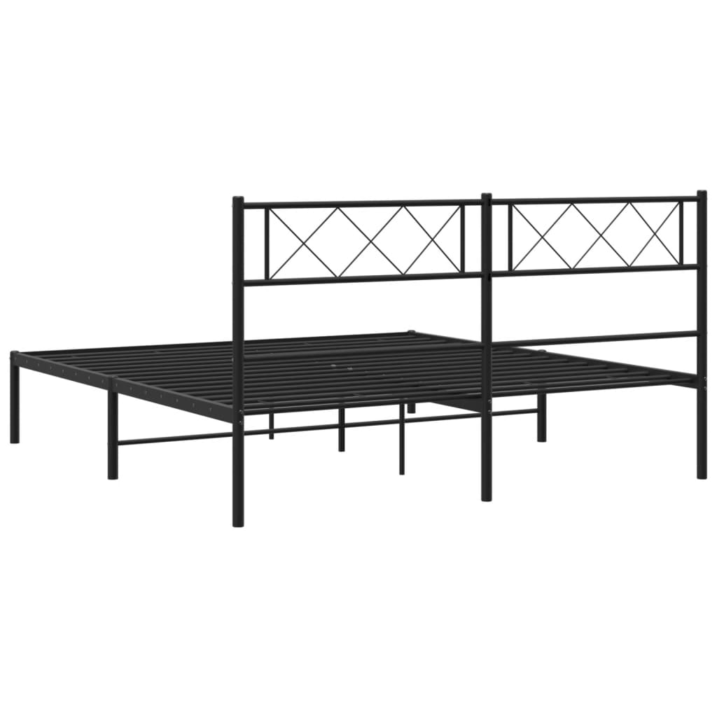 vidaXL Estrutura de cama com cabeceira 120x190 cm metal preto