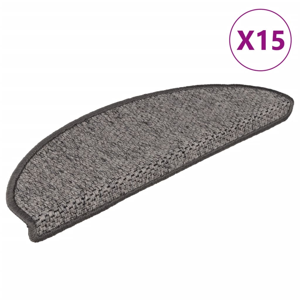 vidaXL Tapetes escada adesivos aspeto sisal 15 pcs bege/castanho