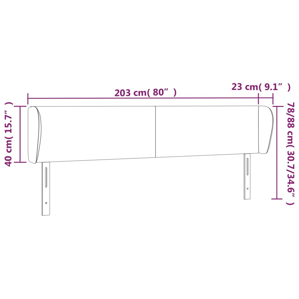 vidaXL Cabeceira de cama c/ abas tecido 203x23x78/88 cm azul