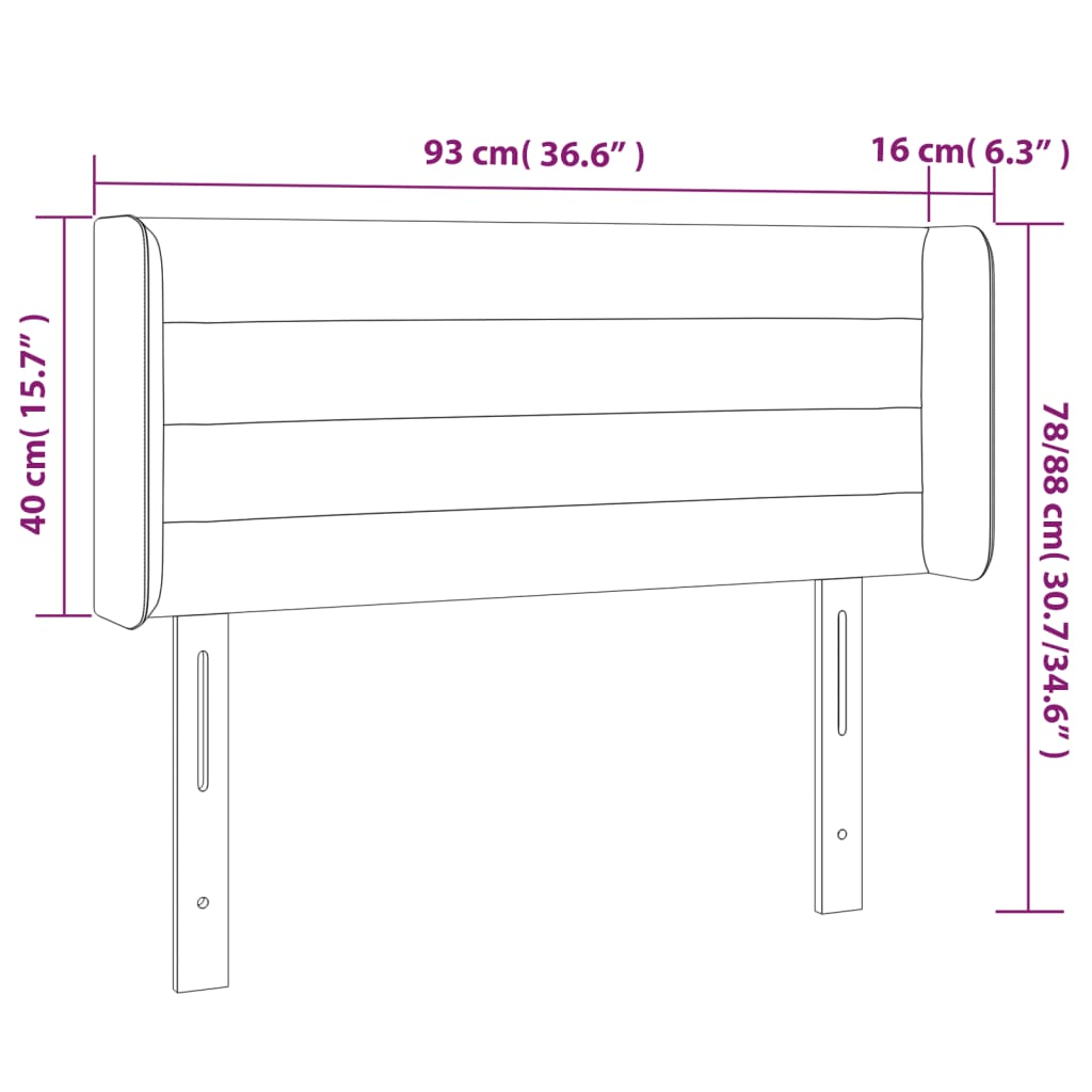 vidaXL Cabeceira de cama c/ luzes LED tecido 93x16x78/88 cm verde