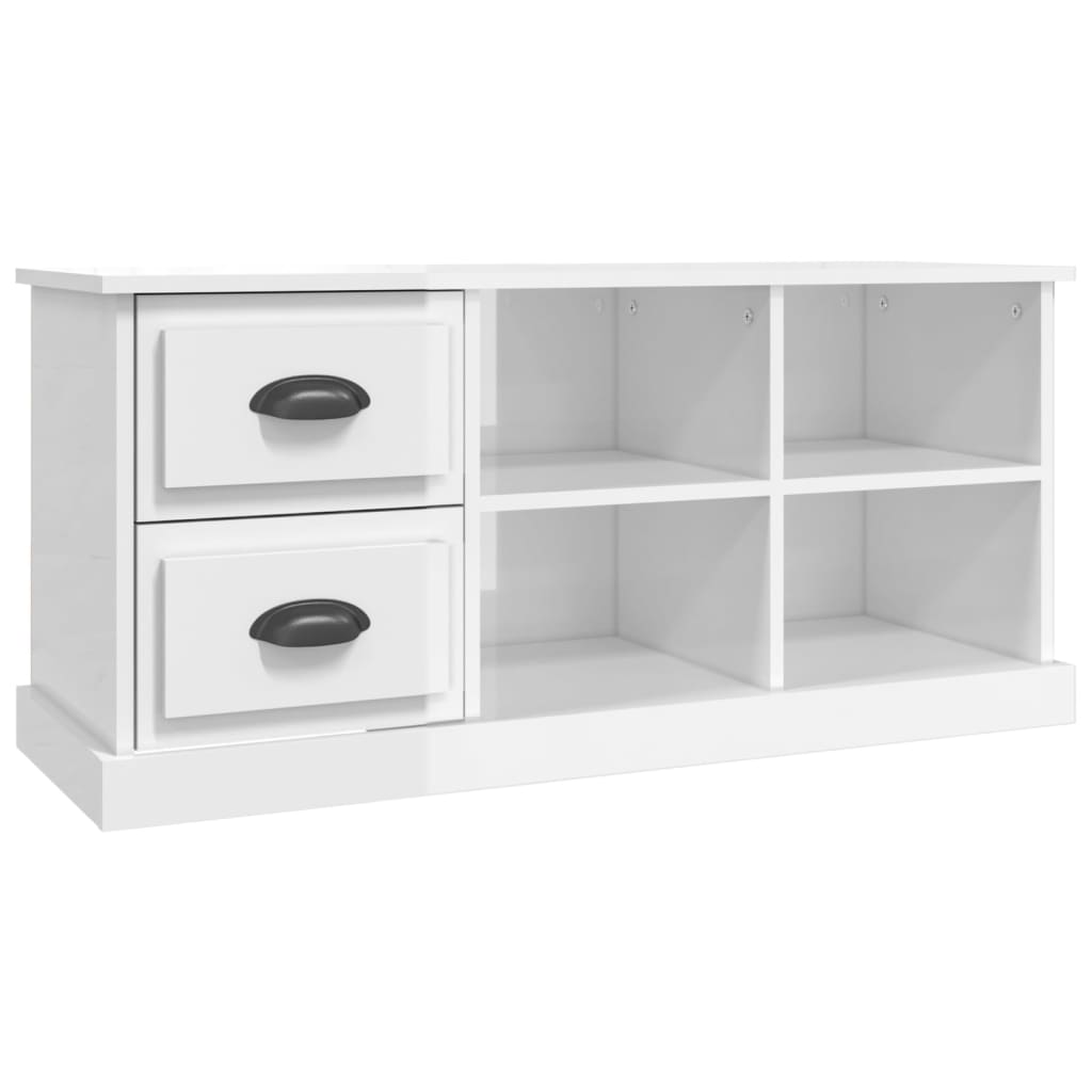 vidaXL Móvel p/ TV 102x35,5x47,5 cm derivados madeira branco brilhante