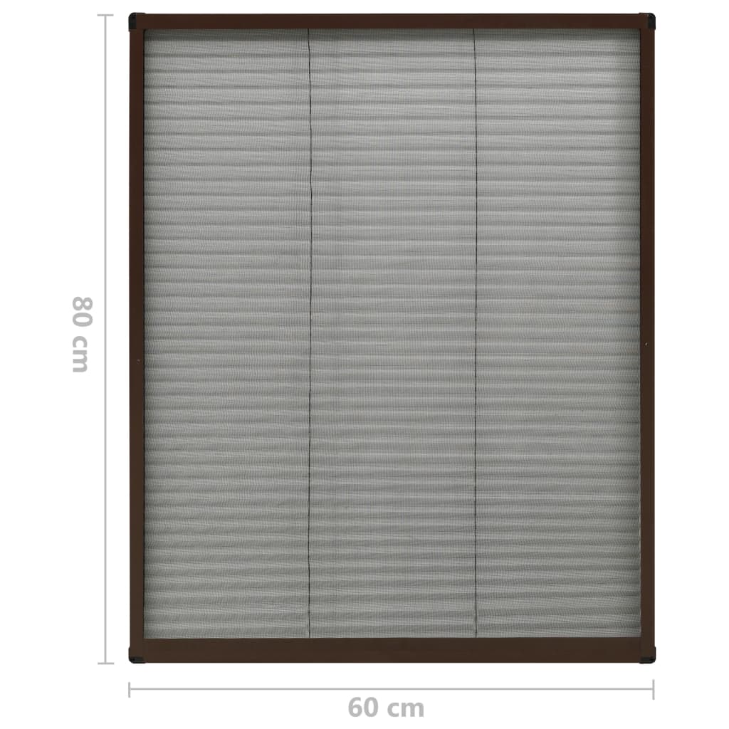 vidaXL Tela anti-insetos plissada p/ janela 60x80 cm alumínio castanho