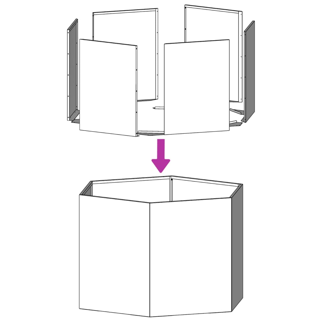 vidaXL Vaso/floreira de jardim hexagonal 46x40x45 cm aço preto