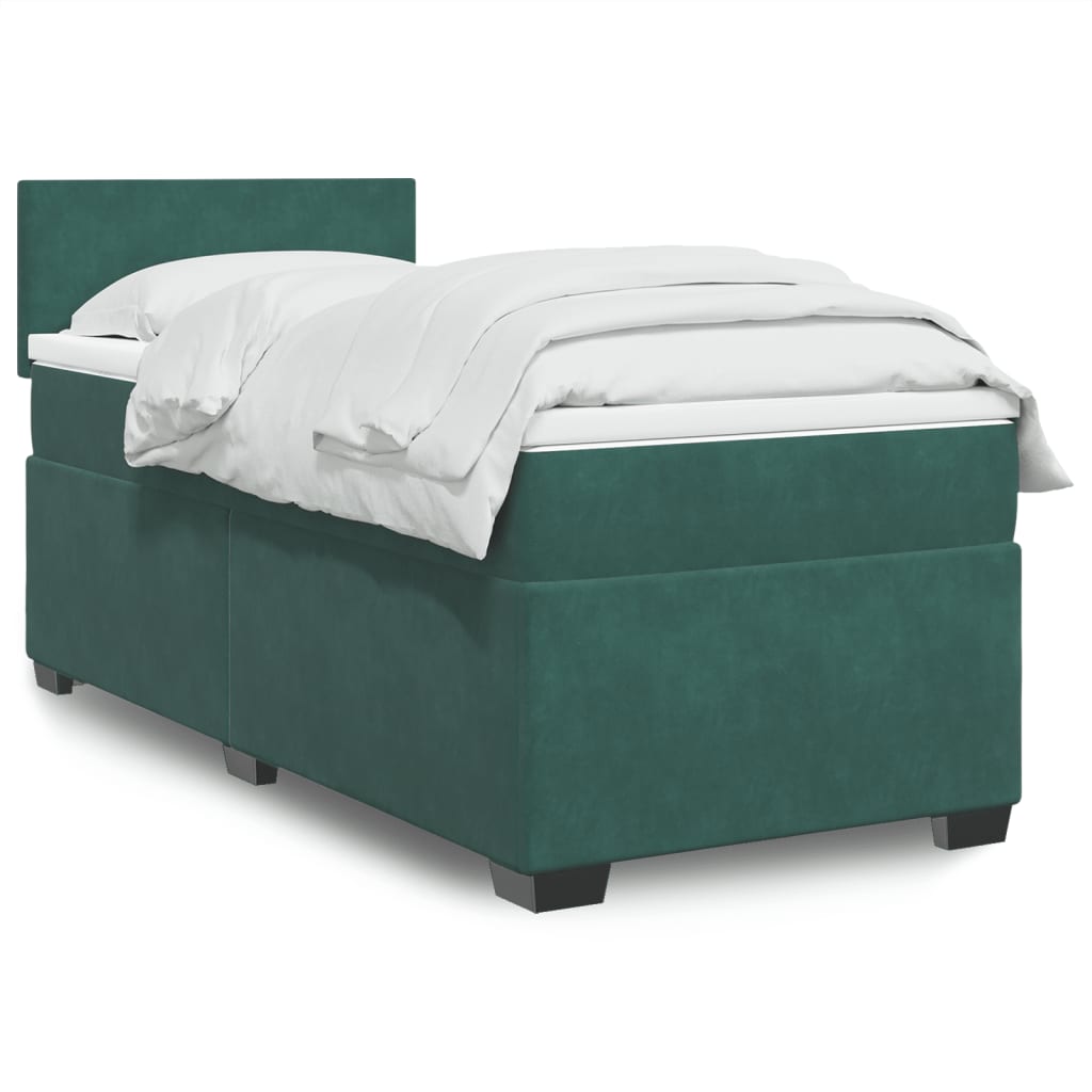 vidaXL Cama com molas/colchão 80x200 cm veludo verde-escuro