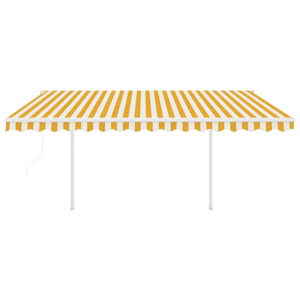 vidaXL Toldo retrátil automático com postes 4,5x3 m amarelo e branco