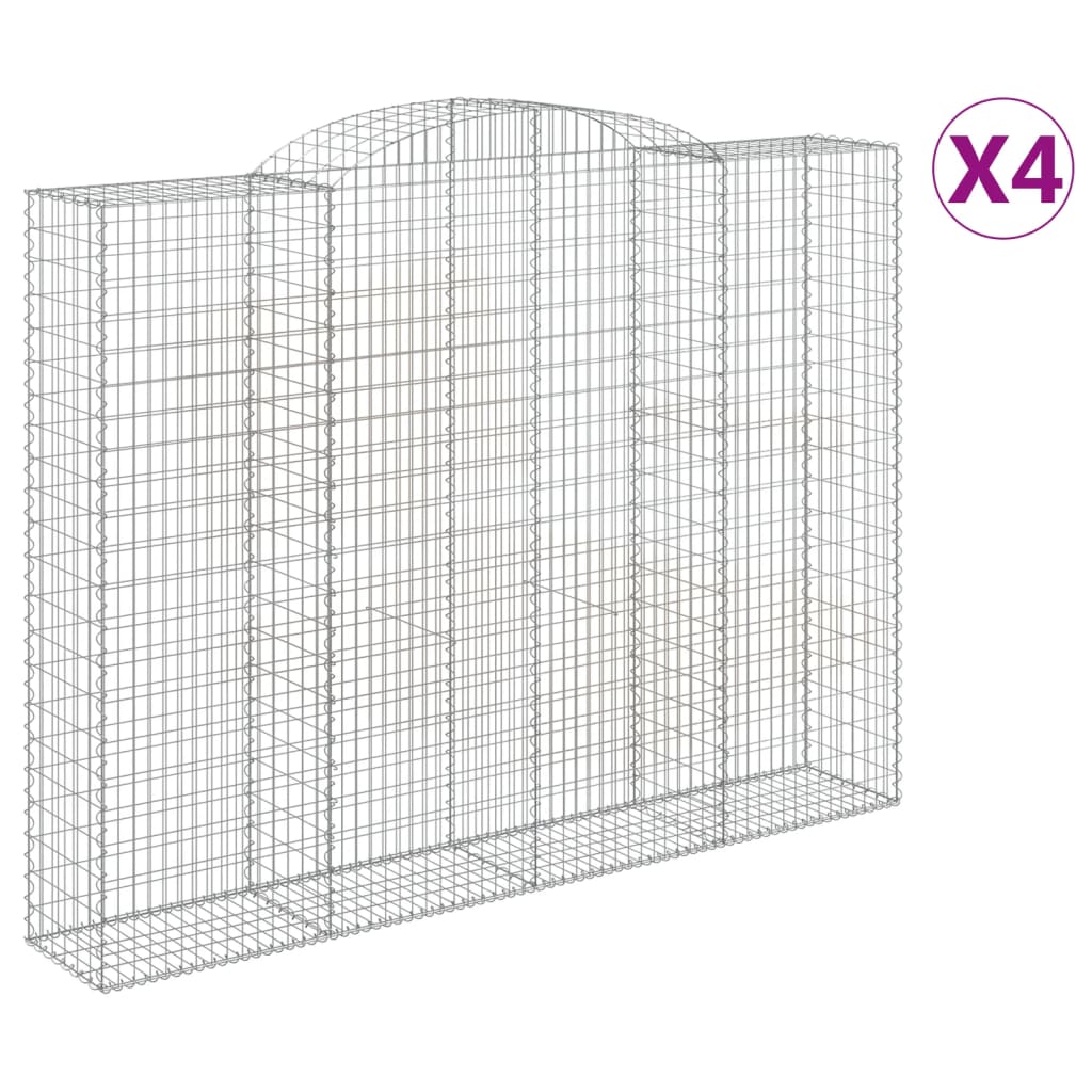 vidaXL Cestos gabião arqueados 4pcs 300x50x220/240cm ferro galvanizado