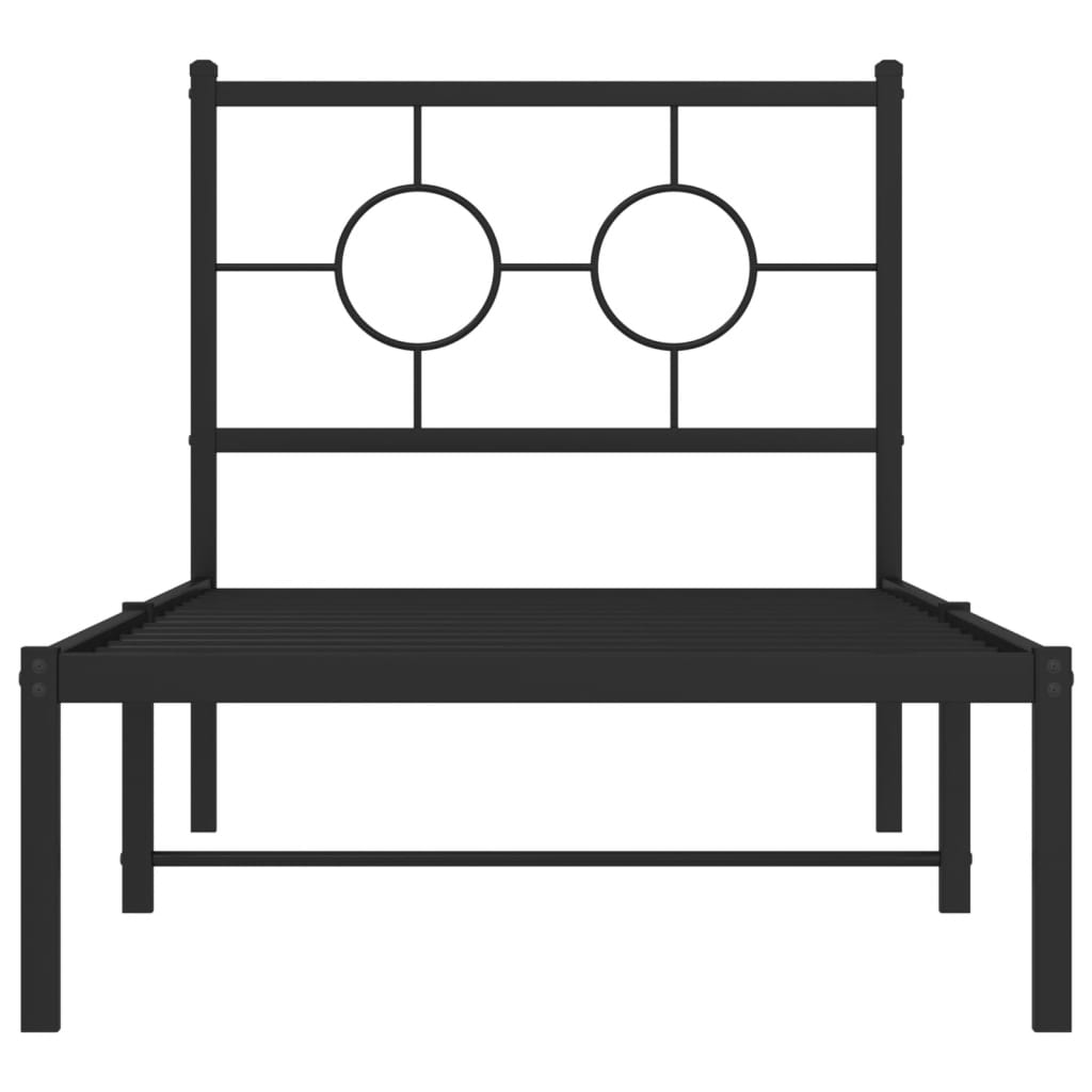 vidaXL Estrutura de cama metal s/ colchão c/ cabeceira 75x190 cm preto