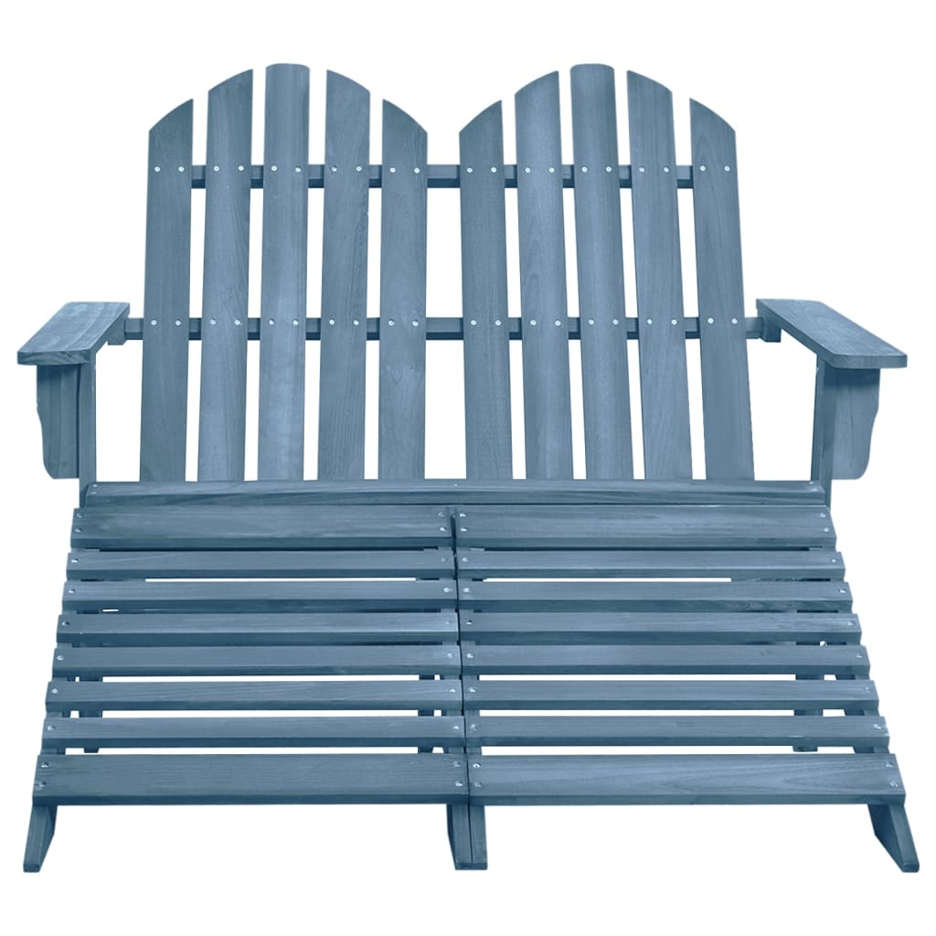 vidaXL Cadeira de jardim e otomano Adirondack 2 lugares abeto azul