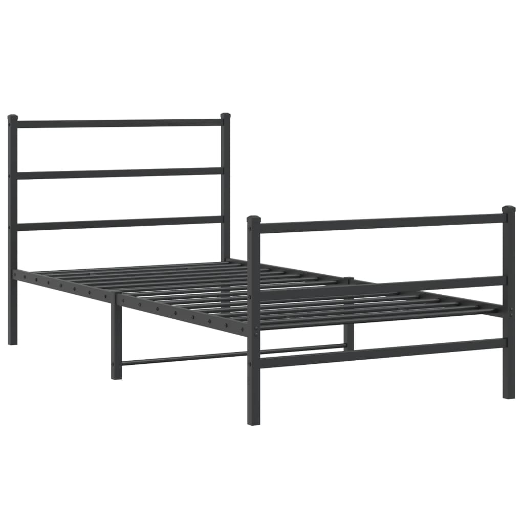 vidaXL Estrutura de cama com cabeceira e pés 100x190 cm metal preto