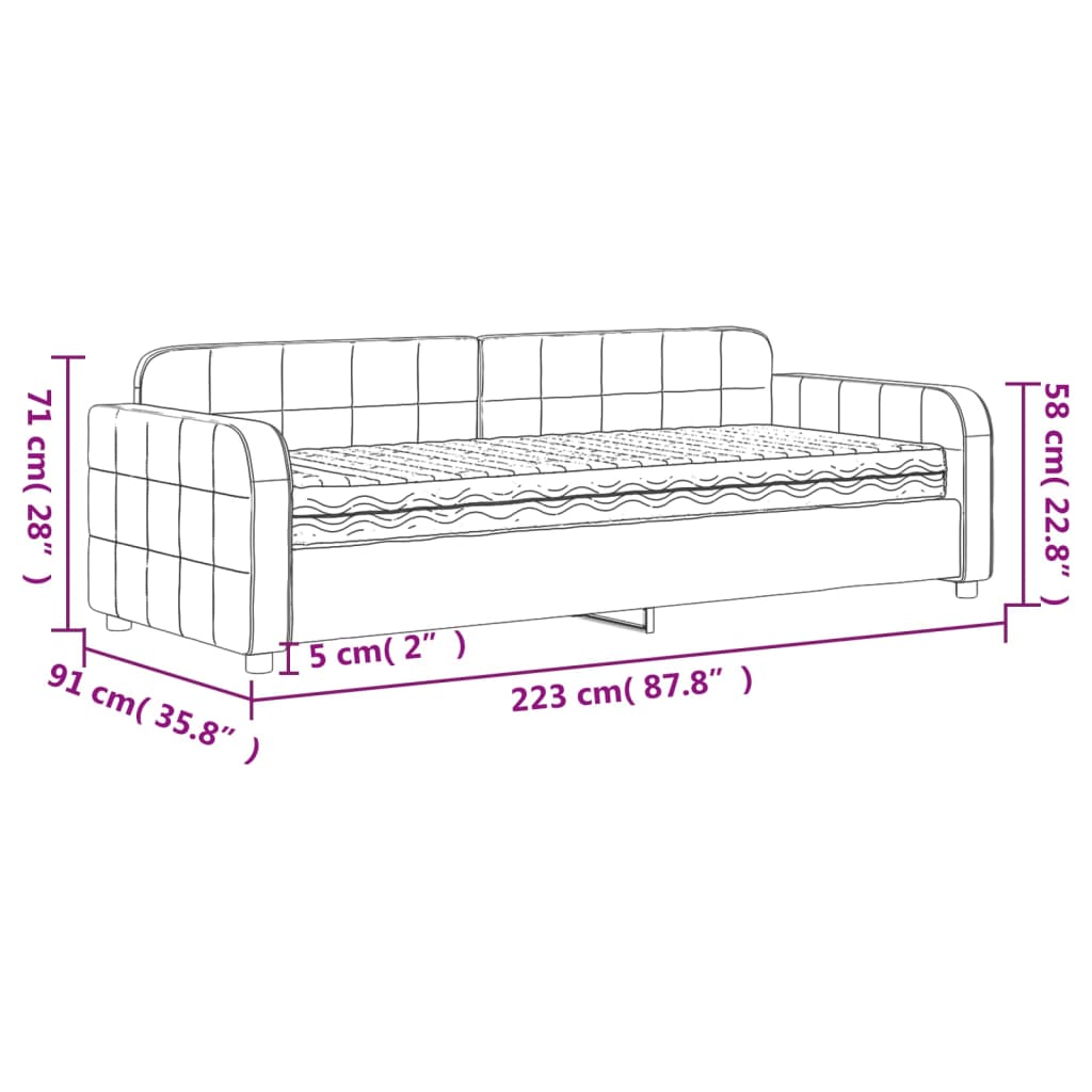 vidaXL Sofá-cama com colchão 80x200 cm veludo cinzento-claro