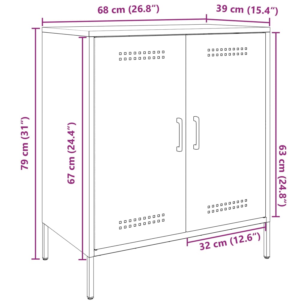 vidaXL Aparador 68x39x79 cm aço antracite