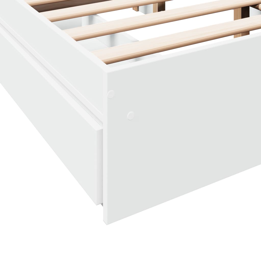 vidaXL Estrutura de cama c/ gavetas 135x190cm derivados madeira branco