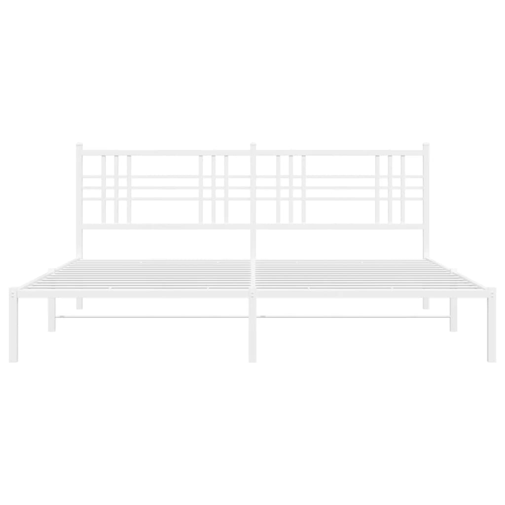 vidaXL Estrutura de cama com cabeceira 193x203 cm metal branco