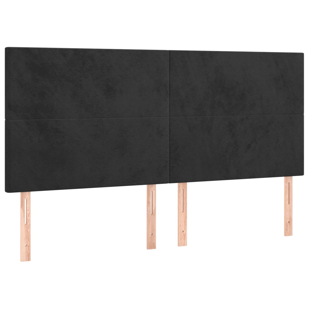 vidaXL Cabeceira de cama c/ luzes LED veludo 200x5x118/128 cm preto