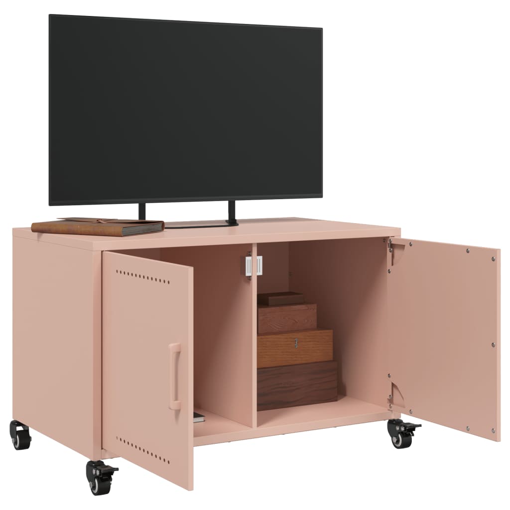 vidaXL Móvel de TV 68x39x43,5 cm aço rosa