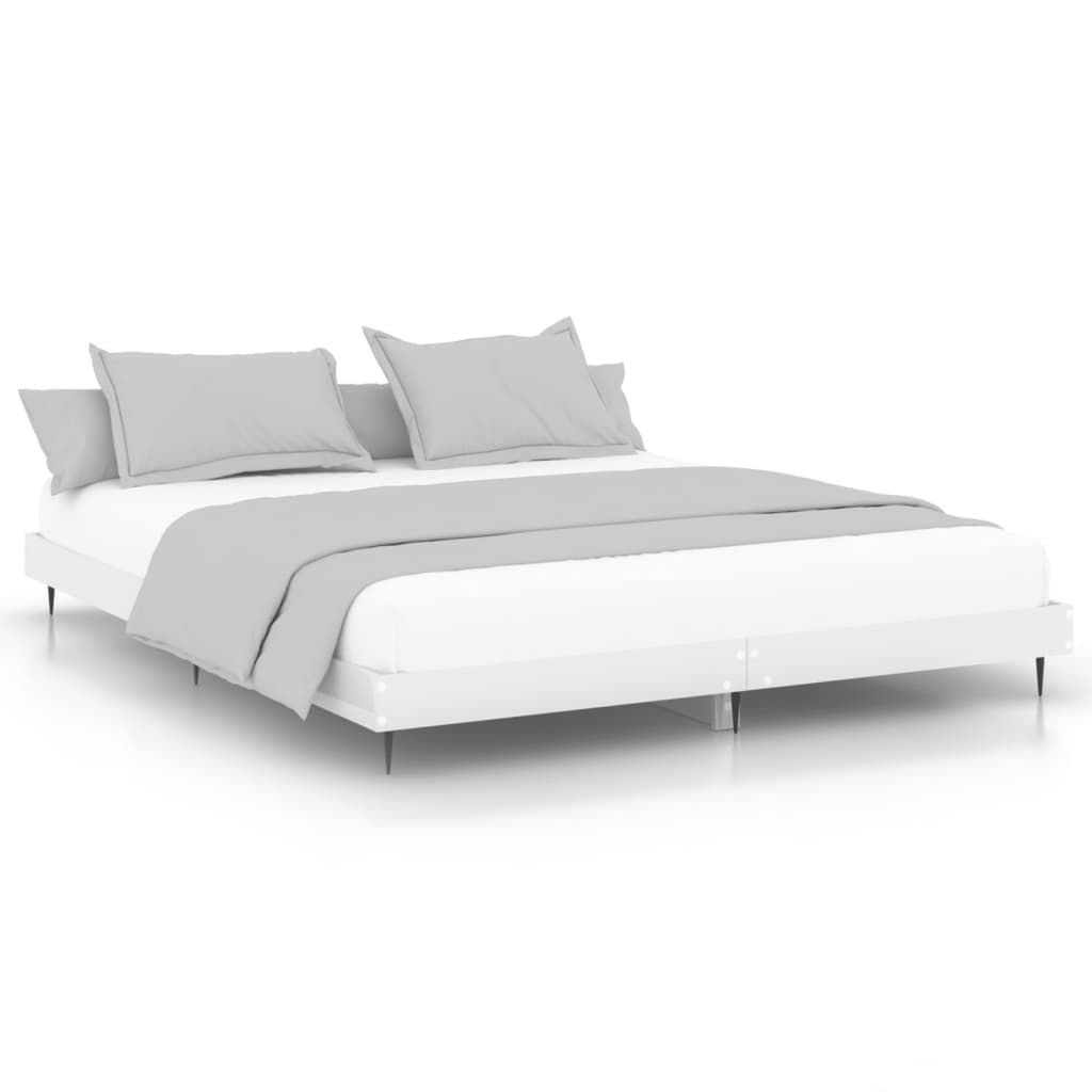 vidaXL Estrutura de cama 120x200 cm derivados madeira branco brilhante