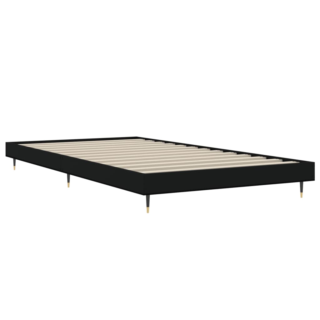 vidaXL Estrutura de cama 100x200 cm derivados de madeira preto