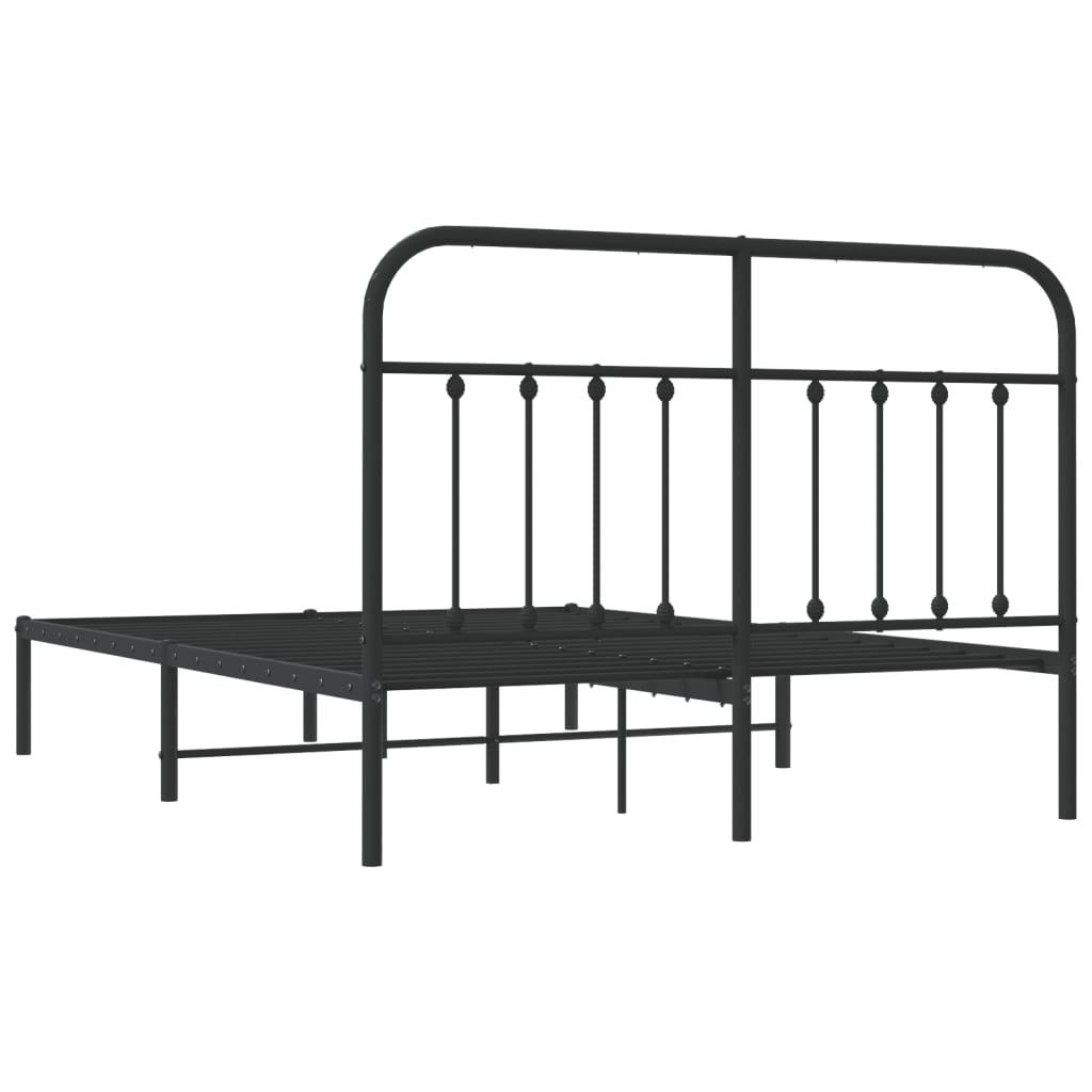 vidaXL Estrutura de cama com cabeceira 140x190 cm metal preto