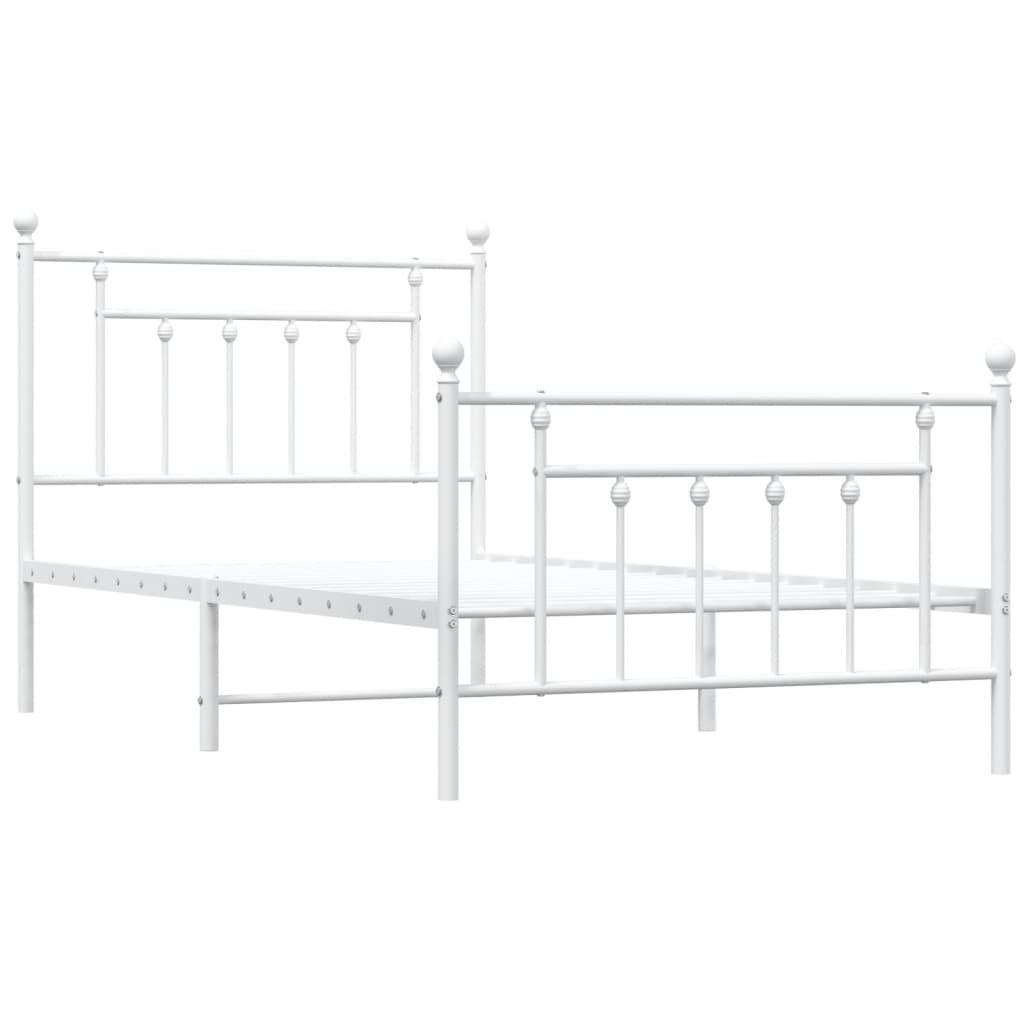 vidaXL Estrutura de cama com cabeceira e pés 100x190 cm metal branco