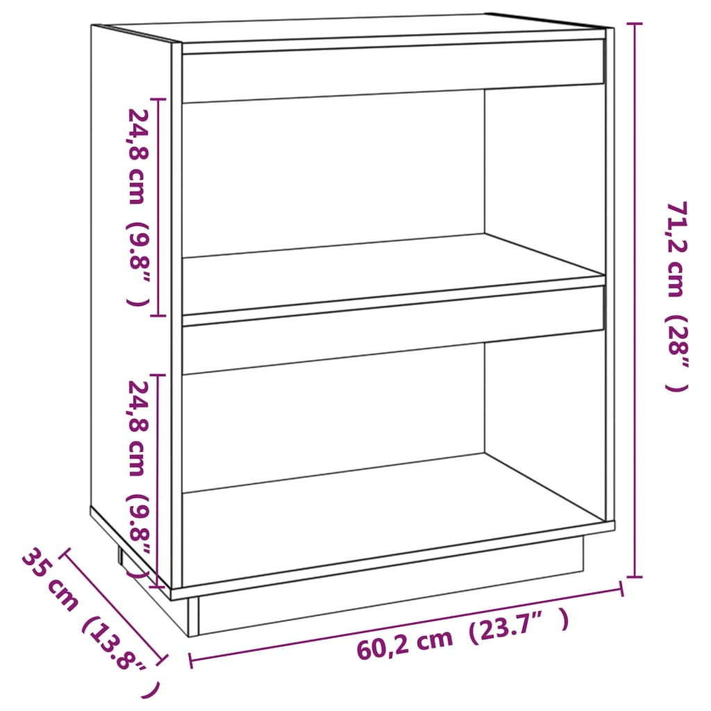 vidaXL Estante madeira de pinho maciça 60x35x71 cm preto