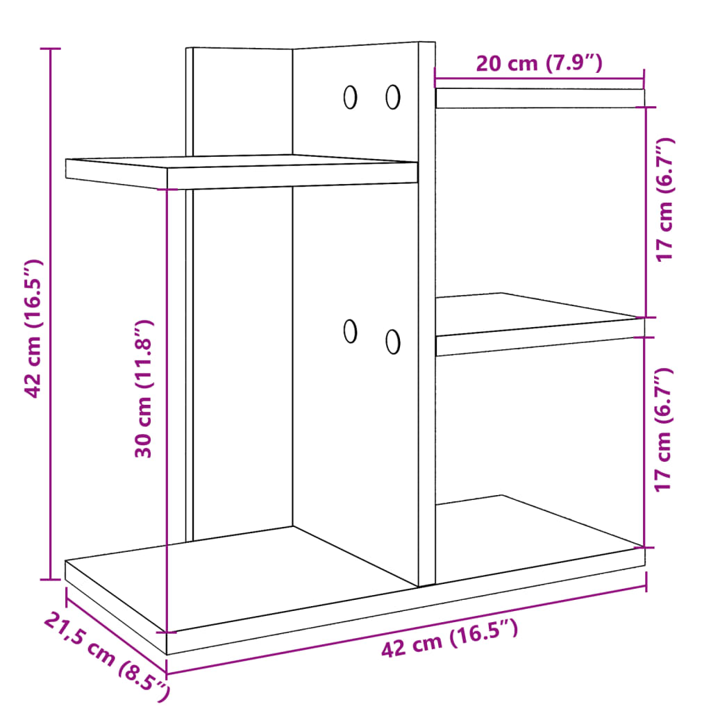 vidaXL Organizador de secretária 42x21,5x42 cm derivados madeira preto