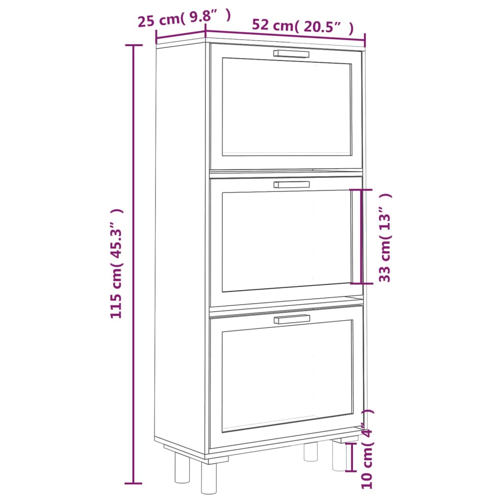 vidaXL Sapateira 52x25x115 cm derivados de madeira/vime natural branco