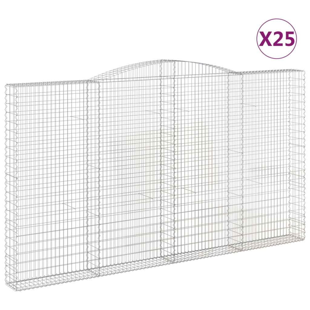 vidaXL Cestos gabião arqueados 25 pcs 400x30x220/240 ferro galvanizado