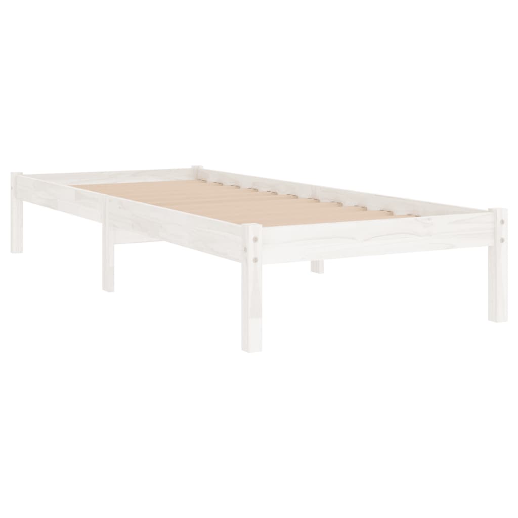 vidaXL Estrutura de cama 100x200 cm madeira pinho maciça branco