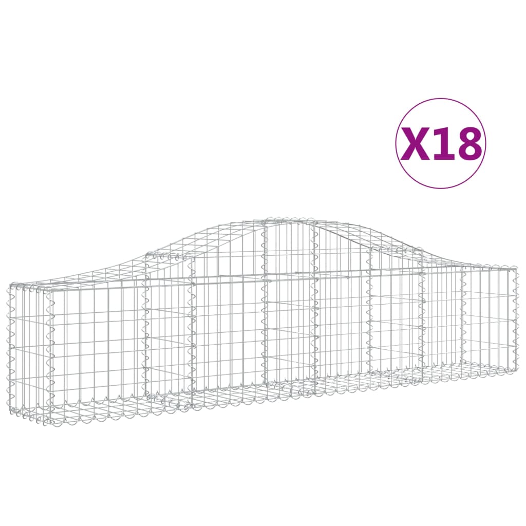 vidaXL Cestos gabião arqueados 18pcs 200x30x40/60 cm ferro galvanizado