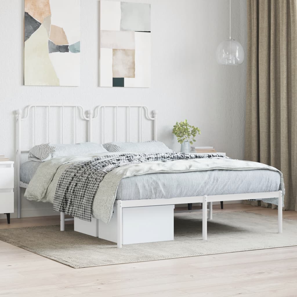 vidaXL Estrutura de cama com cabeceira 140x200 cm metal branco