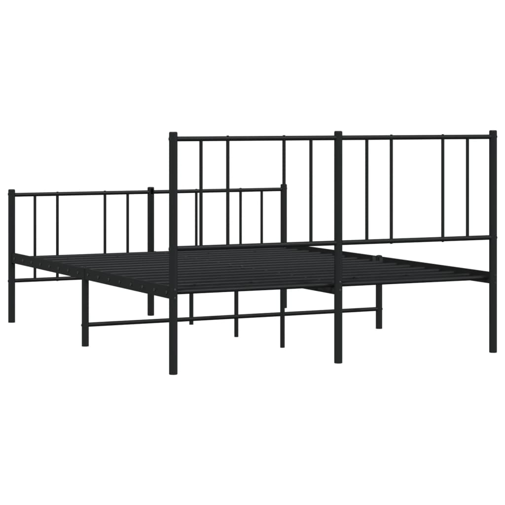 vidaXL Estrutura de cama com cabeceira e pés 150x200 cm metal preto