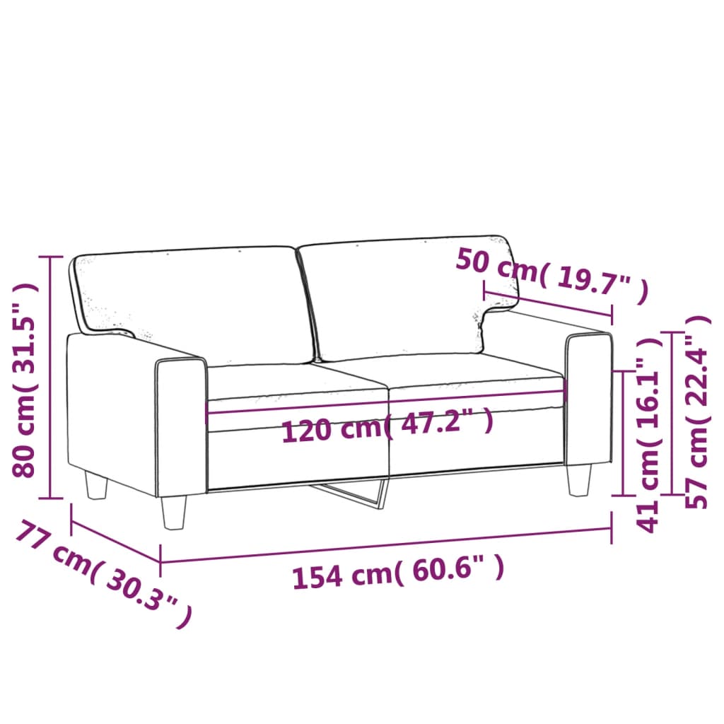 vidaXL Sofá de 2 lugares 120 cm couro artificial preto