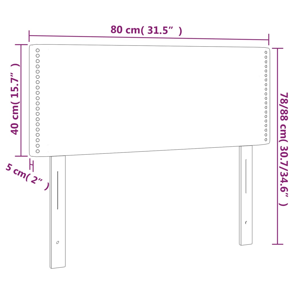 vidaXL Cabeceira de cama c/ luzes LED veludo 80x5x78/88 cm cinza-claro