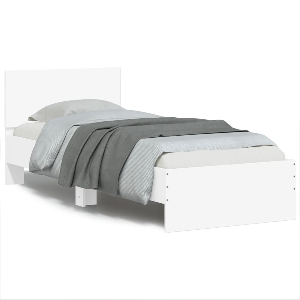 vidaXL Estrutura cama c/ cabeceira 90x200 cm derivados madeira branco