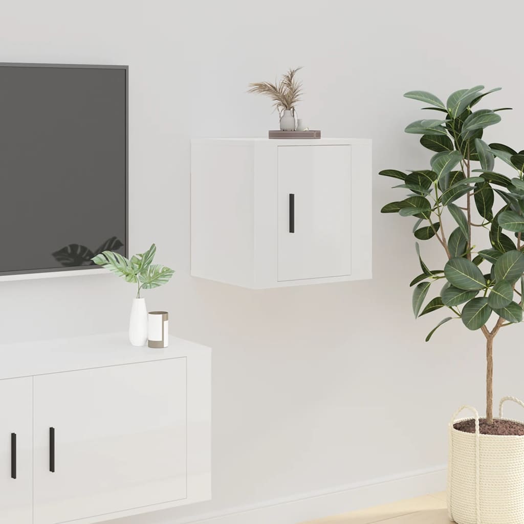 vidaXL Móvel de TV de parede 40x34,5x40 cm branco brilhante